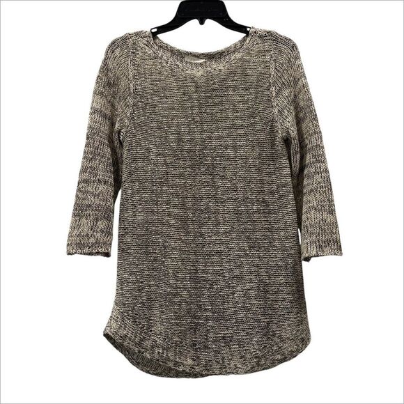 Eileen Fisher Open Knit Marled Organic Cotton Organic Linen Sweater Size M - Picture 3 of 12